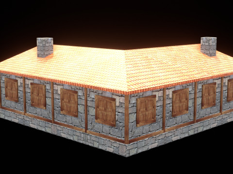 Medieval house low poly village town city residential game ready 46 3Dモデル