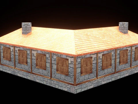 Medieval house low poly village town city residential game ready 46 3D Model