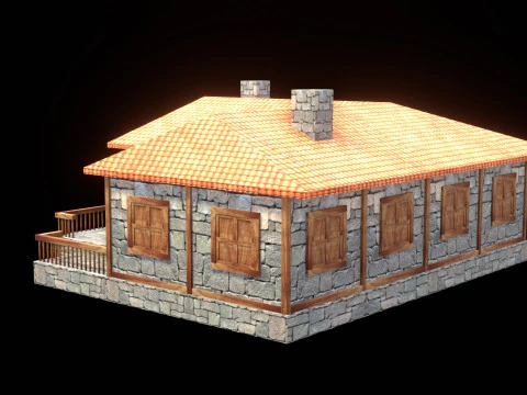 Medieval house low poly village town city residential game ready 46 3D Model