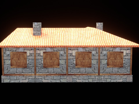 Medieval house low poly village town city residential game ready 46 3Dモデル