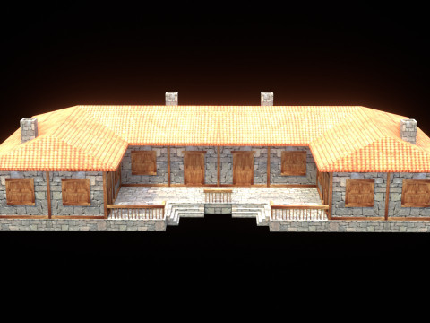 Medieval house low poly village town city residential game ready 47 3D Model