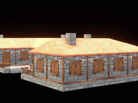 Medieval house low poly village town city residential game ready 47 3Dモデル