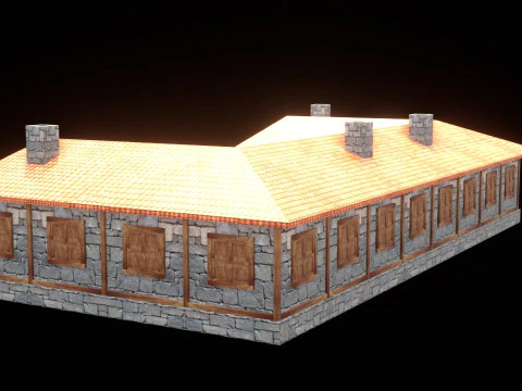 Medieval house low poly village town city residential game ready 47 3D Model