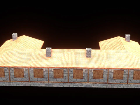 Medieval house low poly village town city residential game ready 47 3D Model