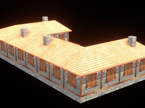Medieval house low poly village town city residential game ready 47 3Dモデル