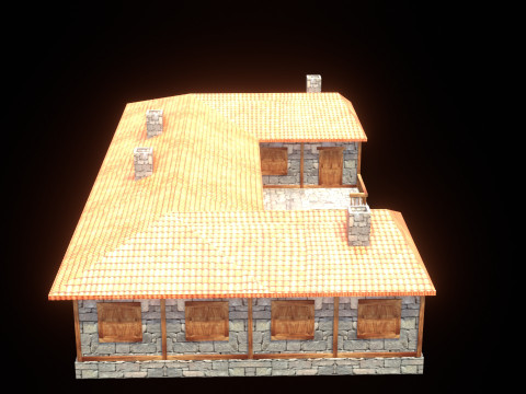 Medieval house low poly village town city residential game ready 47 3Dモデル