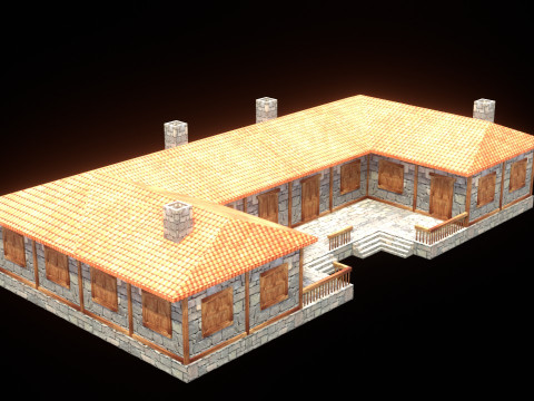 Medieval house low poly village town city residential game ready 47 3Dモデル