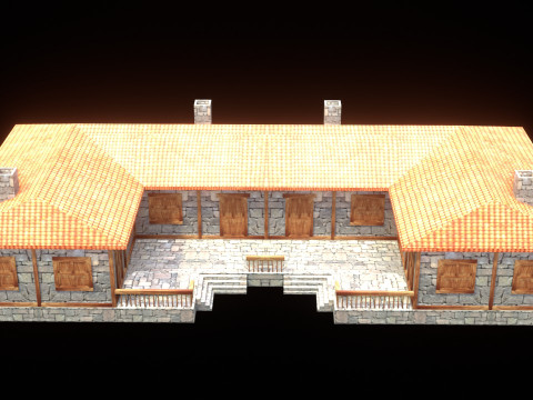 Medieval house low poly village town city residential game ready 47 3Dモデル
