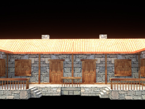 Medieval house low poly village town city residential game ready 47 3Dモデル