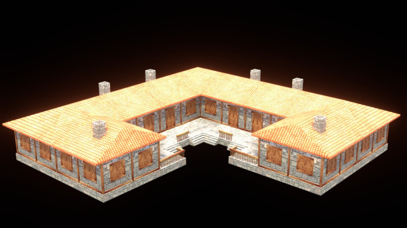 Medieval house low poly village town city residential game ready 48 3D Model .c4d .max .obj .3ds .fbx .stl .blend