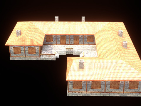 Medieval house low poly village town city residential game ready 48 3D Model
