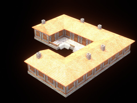 Medieval house low poly village town city residential game ready 48 3D Model