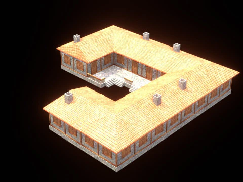 Medieval house low poly village town city residential game ready 48 3D Model