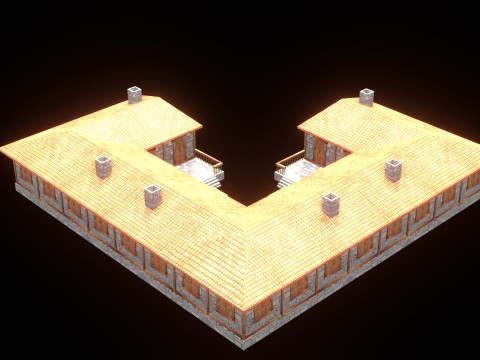 Medieval house low poly village town city residential game ready 48 3D Model