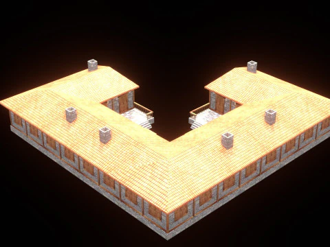 Medieval house low poly village town city residential game ready 48 3D Model