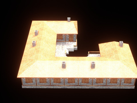 Medieval house low poly village town city residential game ready 48 3D Model