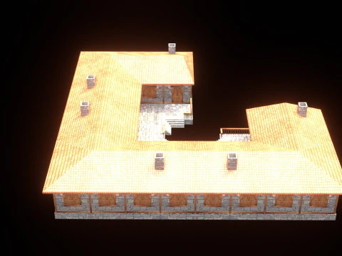 Medieval house low poly village town city residential game ready 48 3D Model