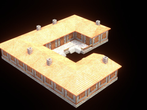 Medieval house low poly village town city residential game ready 48 3D Model