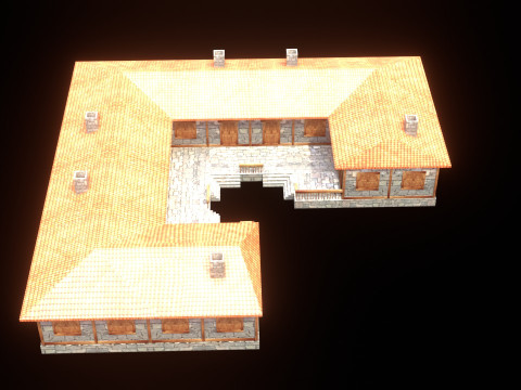 Medieval house low poly village town city residential game ready 48 3D Model