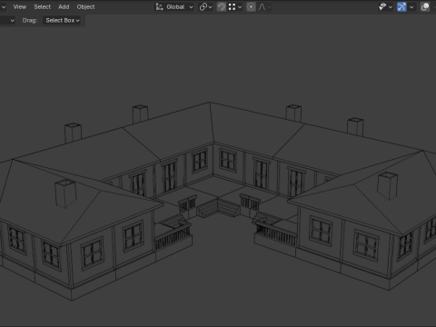Medieval house low poly village town city residential game ready 48 3D Model