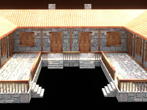 Medieval house low poly village town city residential game ready 49 3D 模型