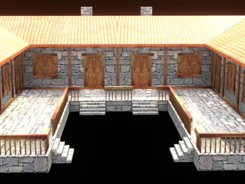 Medieval house low poly village town city residential game ready 49 3D Model