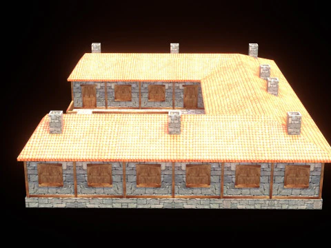 Medieval house low poly village town city residential game ready 49 3D Model