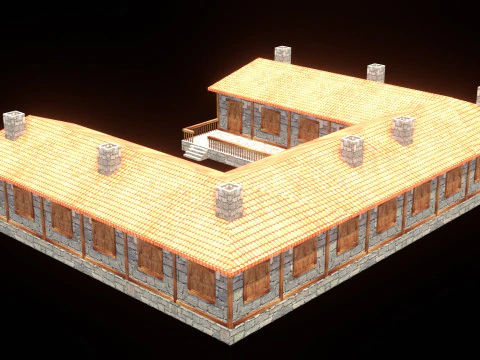 Medieval house low poly village town city residential game ready 49 3D Model