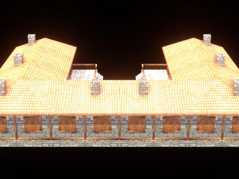 Medieval house low poly village town city residential game ready 49 3D Model