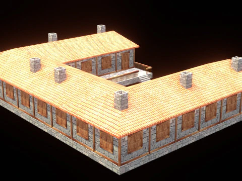 Medieval house low poly village town city residential game ready 49 3D Model