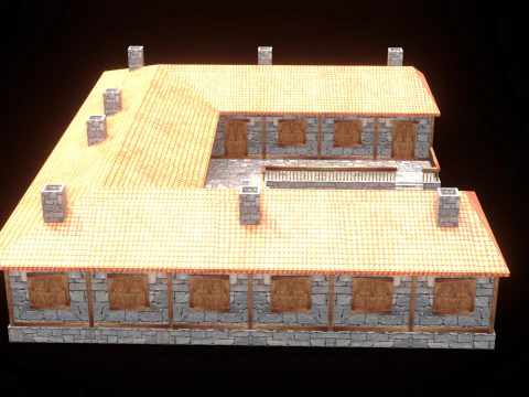 Medieval house low poly village town city residential game ready 49 3D Model