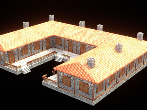 Medieval house low poly village town city residential game ready 49 3D 模型