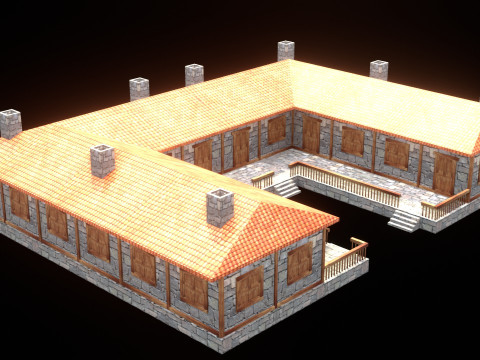 Medieval house low poly village town city residential game ready 49 3D 模型