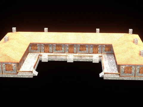 Medieval house low poly village town city residential game ready 50 3D Model