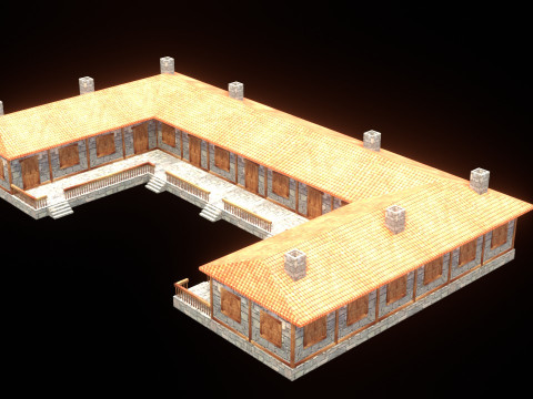 Medieval house low poly village town city residential game ready 50 3D 모델