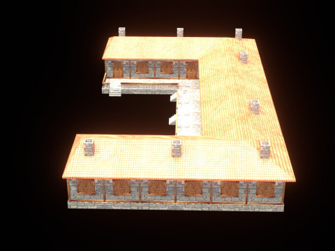Medieval house low poly village town city residential game ready 50 3D 모델