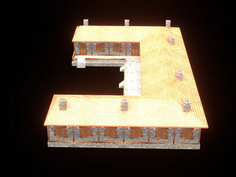 Medieval house low poly village town city residential game ready 50 3D Model