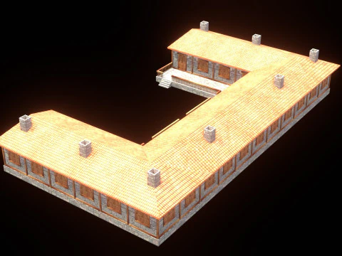 Medieval house low poly village town city residential game ready 50 3D Model