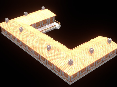 Medieval house low poly village town city residential game ready 50 3D 모델