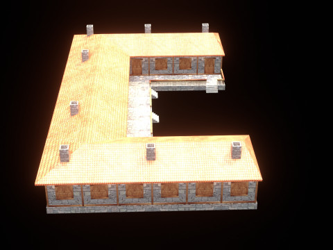 Medieval house low poly village town city residential game ready 50 3D 모델