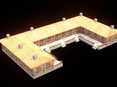 Medieval house low poly village town city residential game ready 50 3D 모델