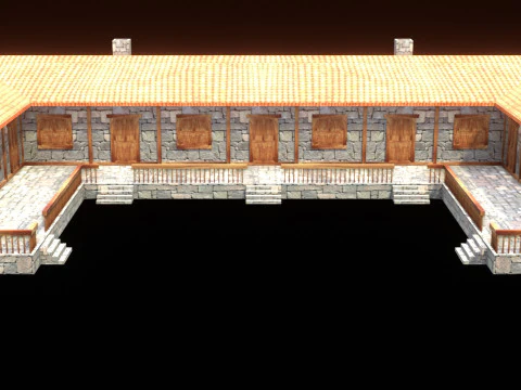 Medieval house low poly village town city residential game ready 50 3D Model