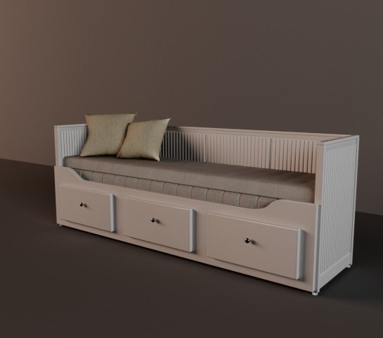 Model Title HEMNES IKEA 3-Drawer Daybed Modello 3D .c4d .max .obj .3ds .fbx .stl .blend 