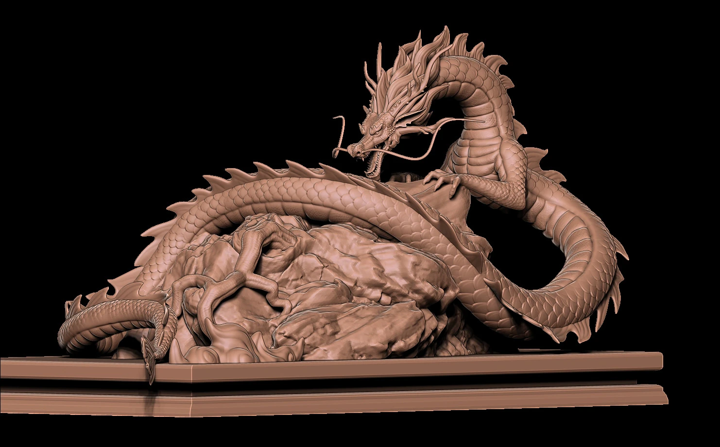 Naga Fang Long Chinese Dragon 3D Print Model .c4d .max .obj .3ds .fbx .stl .blend