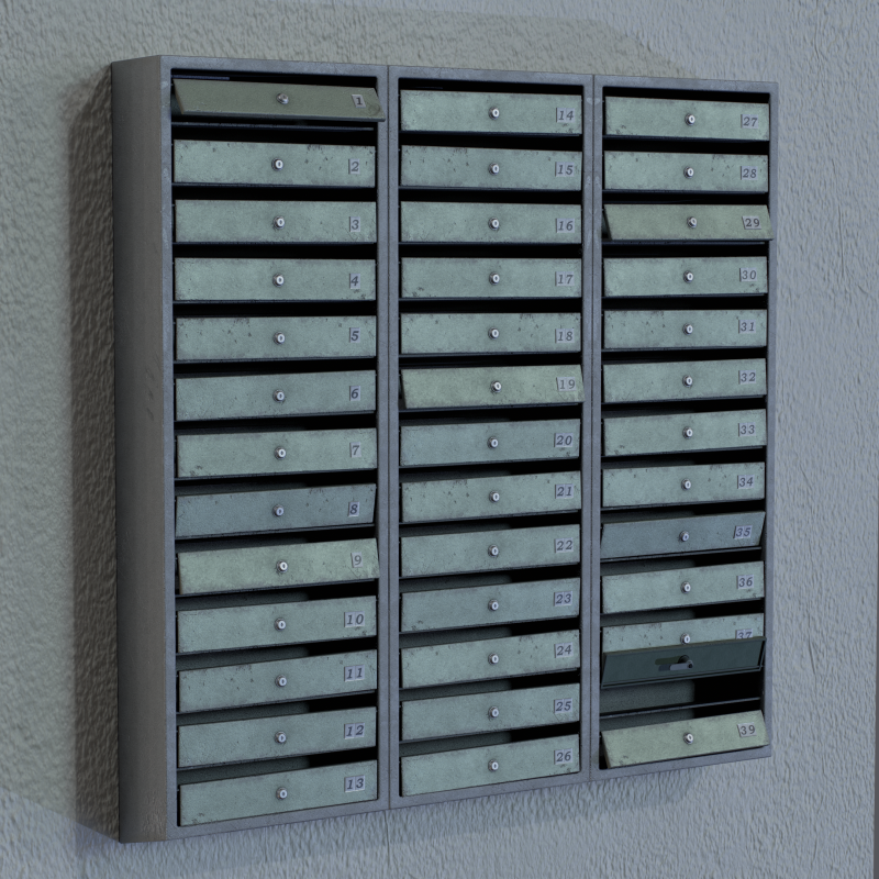 Old Mailboxes Game Ready Prop Modelo 3D .c4d .max .obj .3ds .fbx .stl .blend