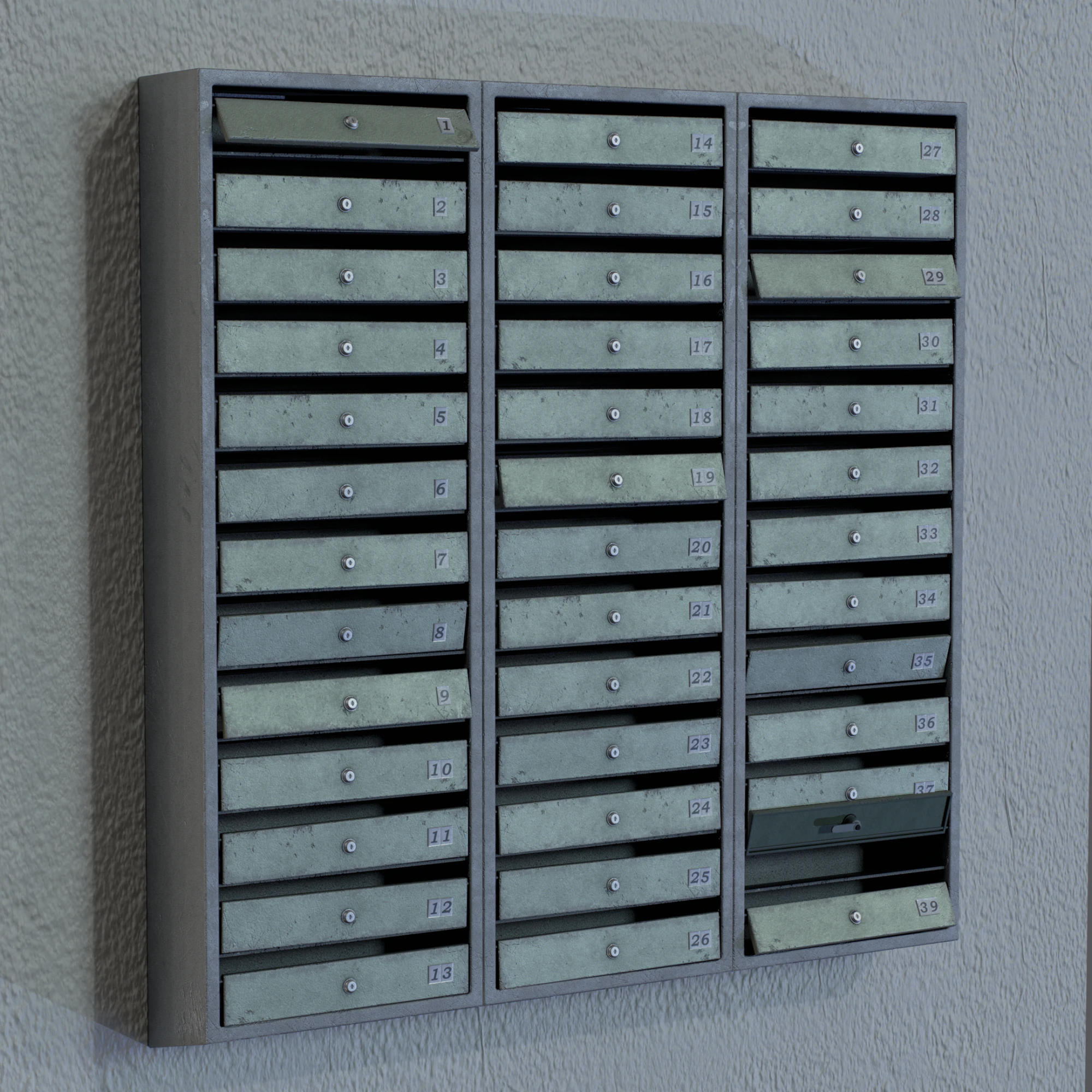 Old Mailboxes Game Ready Prop 3D Model .c4d .max .obj .3ds .fbx .stl .blend 