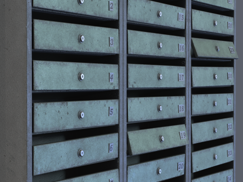 Old Mailboxes Game Ready Prop Modelo 3D