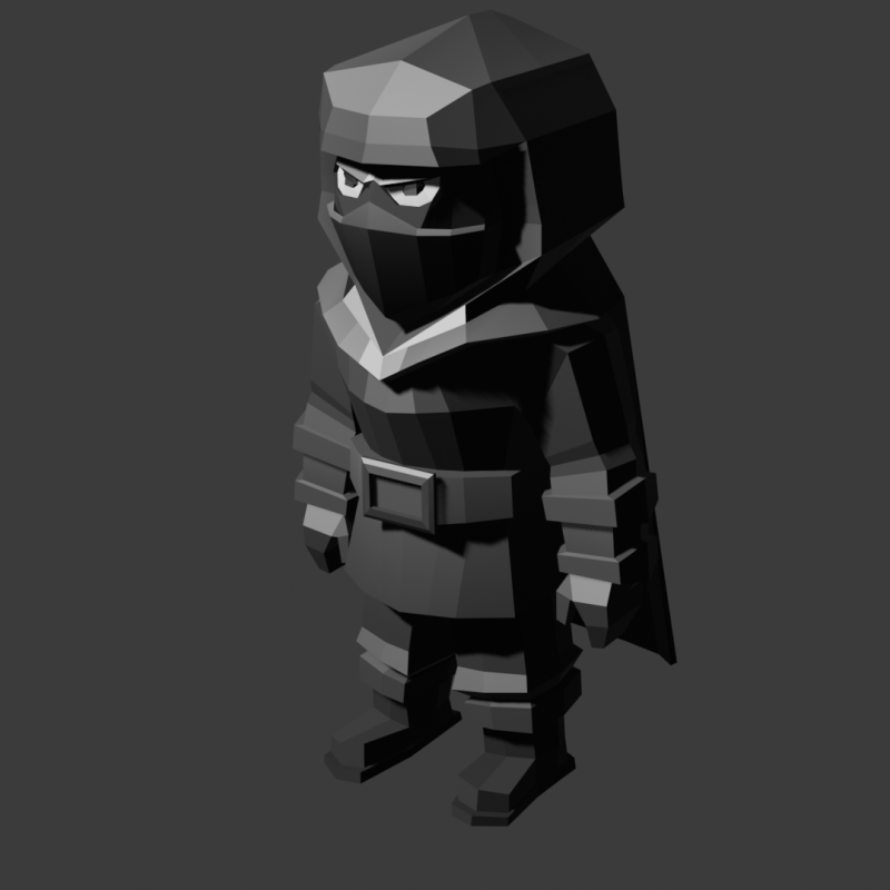 Low-Poly Ninja Character Stylized Dark Warrior 3D 模型 .c4d .max .obj .3ds .fbx .stl .blend