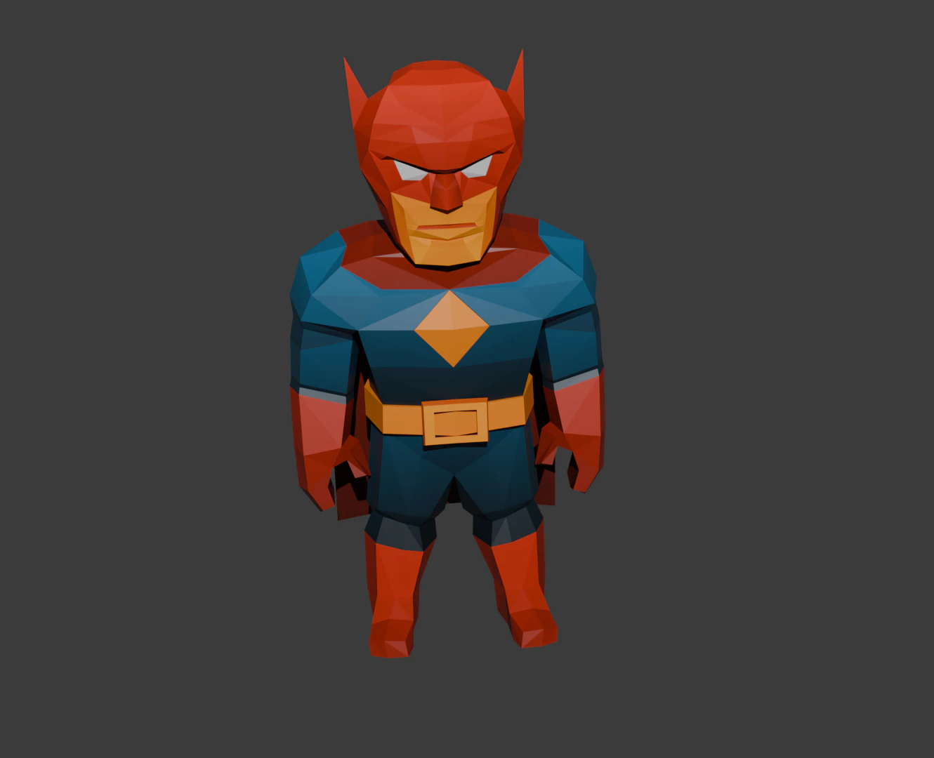 Low-Poly Superhero Casual Comic Style Character 3D Model .c4d .max .obj .3ds .fbx .stl .blend