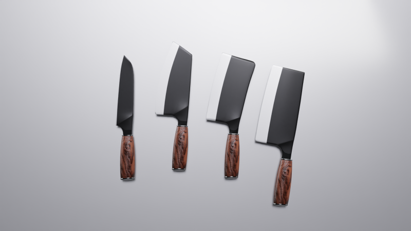 3D Kitchen Knife Set 3D Model .c4d .max .obj .3ds .fbx .stl .blend 